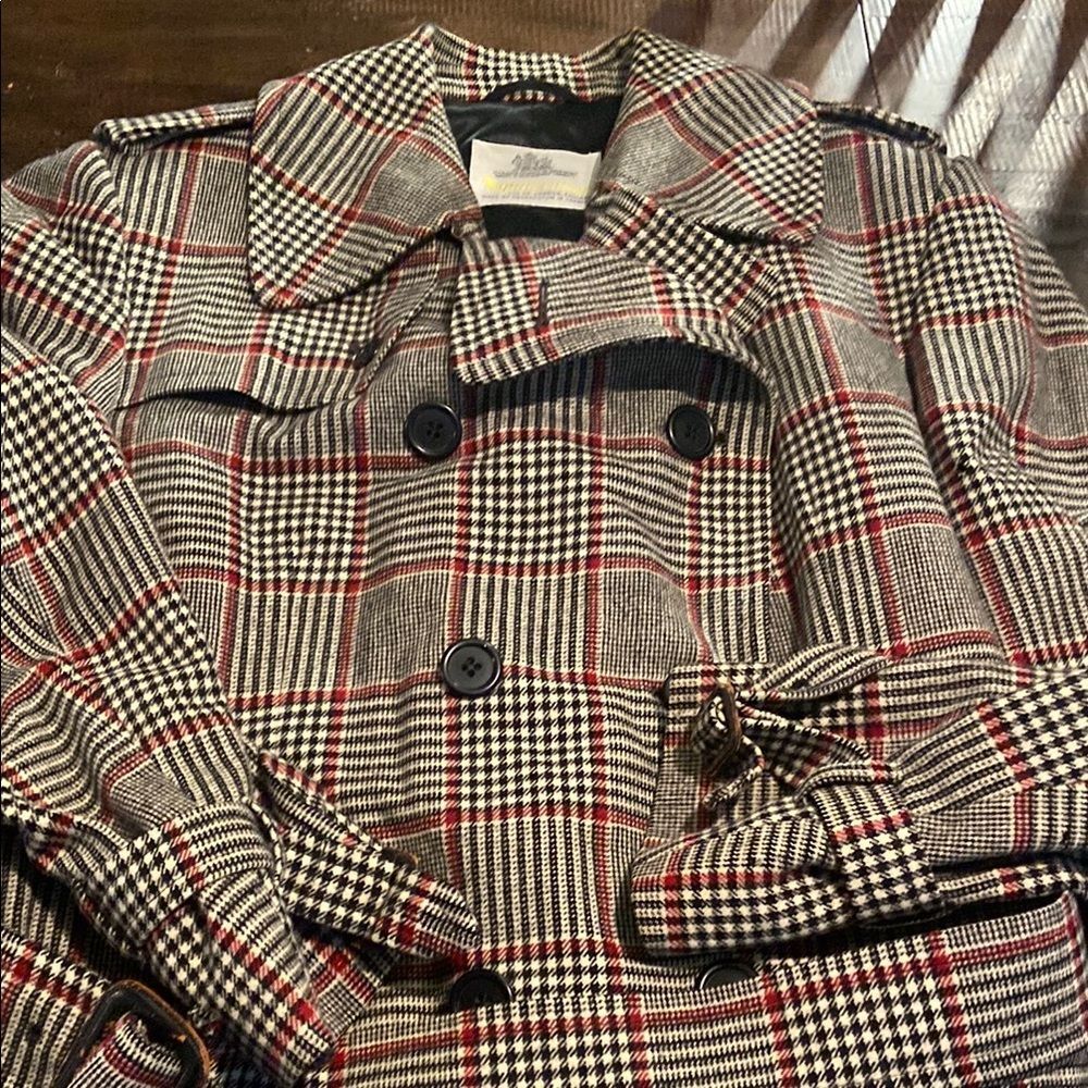 Aquascrutum Vintage Plaid Trench Coat with Belt - Picture 5 of 16